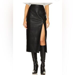 Dante Faux Leather Midi Skirt in Black